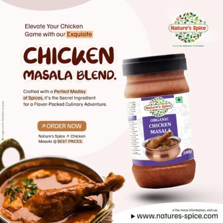 organic chicken masala product image and some line of content