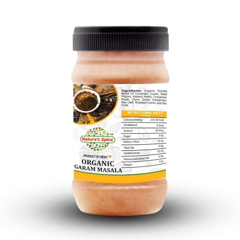 Garam Masala back label with ingredients and nutritional information
